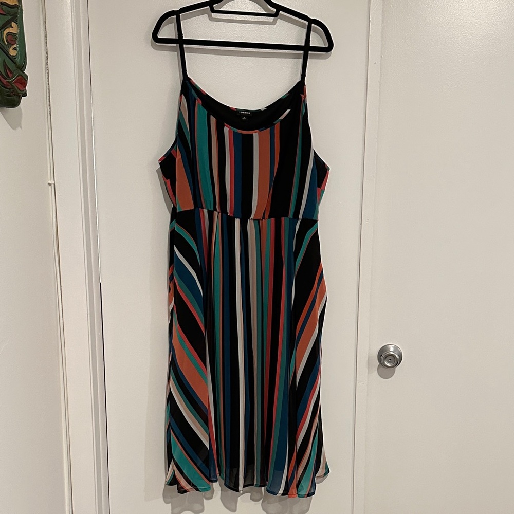 Torrid 4 Plus, Multicolor Striped Chevron Dress